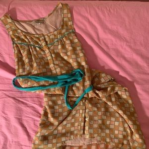 low high button down summery dress tan